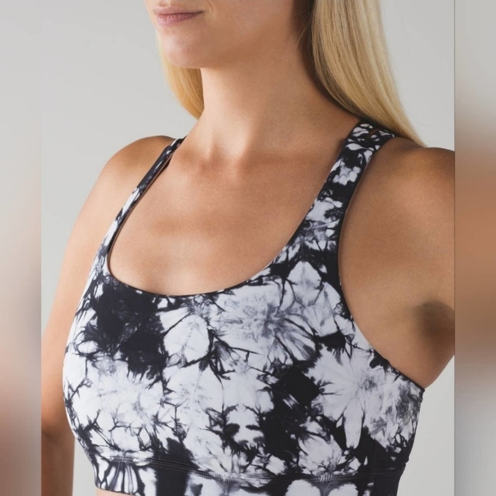 lululemon athletica Black & White Tie-Dye Sports Bra